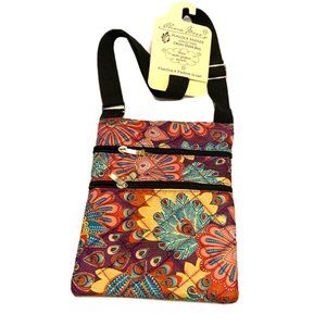 Olivia Moss Quilted Crossbody Bag 3 Pockets Peacock
